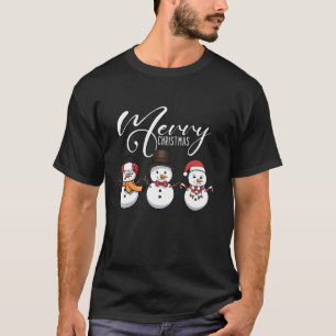 Funny Merry Christmas Snowmans Tee Cute Santa Men 