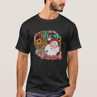 Funny Merry Christmas Texas Cowgirl Santa Leopard T-Shirt