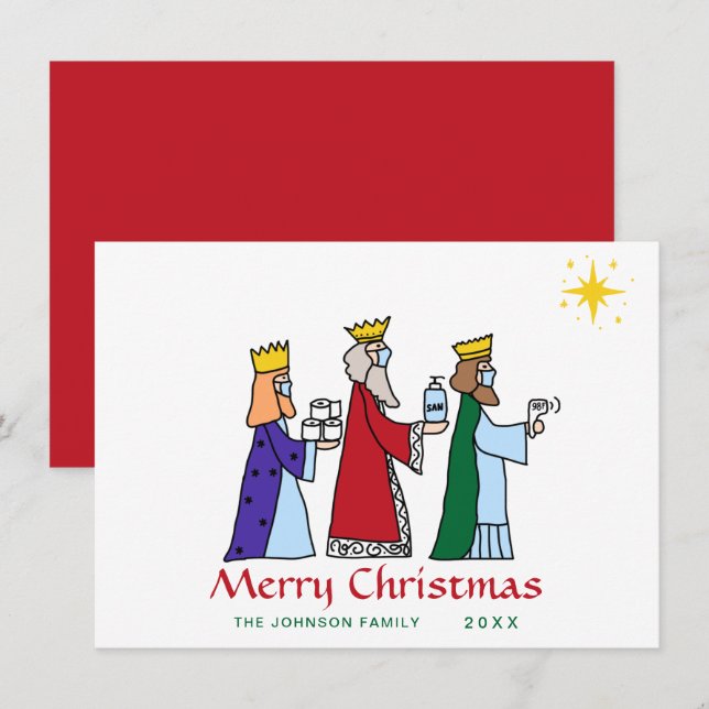 Funny Merry Christmas Three Kings Greeting Holiday (Front/Back)