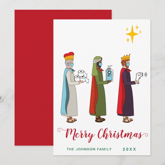 Funny Merry Christmas Three Kings Greeting Holiday Card (Front/Back)