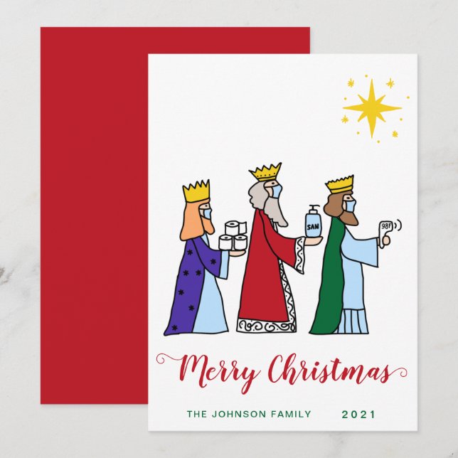 Funny Merry Christmas Three Kings Greeting Holiday Card (Front/Back)