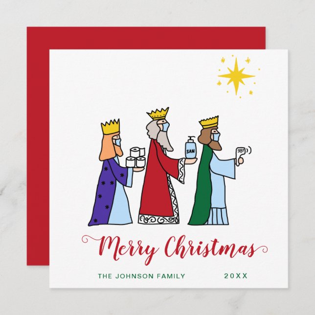 Funny Merry Christmas Three Kings Greeting Holiday Card (Front/Back)