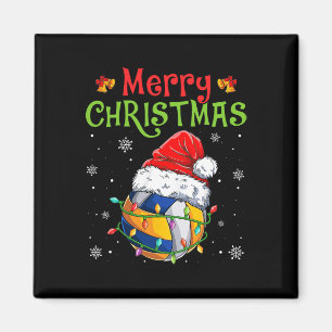 Funny Merry Christmas Volleyball Santa Hat Xmas Li Magnet