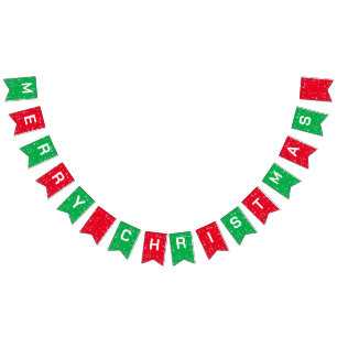 Funny merry Christmas Winter red and green Holiday Bunting