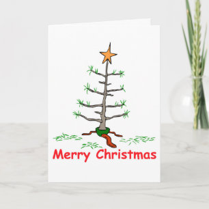 Funny Merry Christmas World's Saddest Tree Xmas Holiday Card