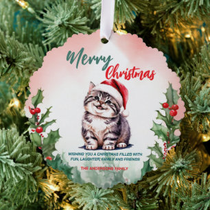 Funny Merry Christmas Wreath Cute Cat kitten Tree Decoration Card