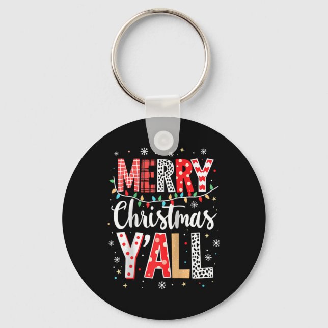 Funny Merry Christmas Y All Party Santa Xmas Light Key Ring (Front)