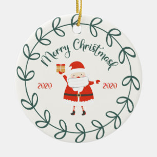 funny merry christmask, Quarantine 2020 Ceramic Tree Decoration