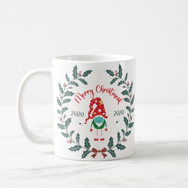 funny merry christmask, Quarantine 2020 Coffee Mug (Left)