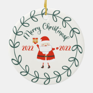 funny merry christmask, Quarantine 2021 Ceramic Tree Decoration