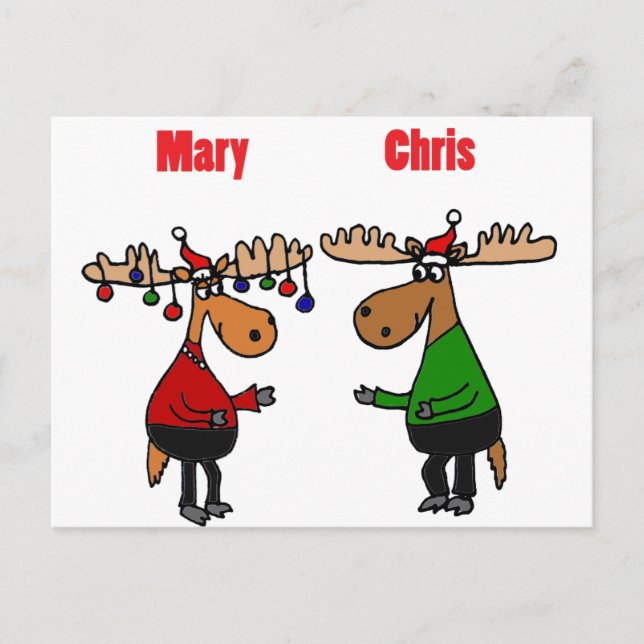Funny Merry Christmoose Cartoon Holiday Postcard (Front)