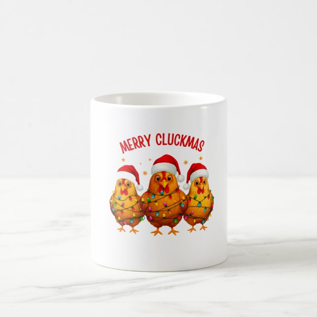 Funny MERRY CLUCKMAS Chicken Wrapped in Christmas Coffee Mug (Center)