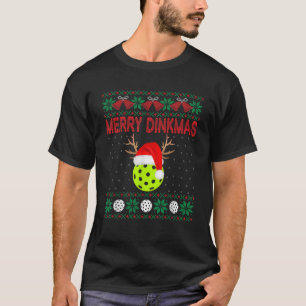Funny Merry Dinkmas Reindeer Santa Xmas Pickleball T-Shirt