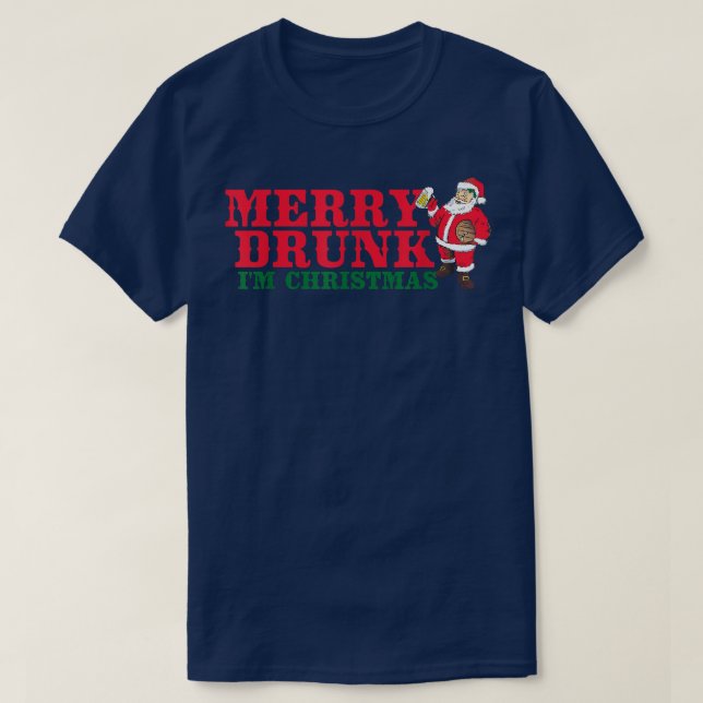 Funny Merry Dunk Im Christmas Apparel Beer Lover  T-Shirt (Design Front)
