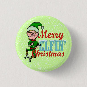 Funny Merry Elfin Christmas Bah Humbug 3 Cm Round Badge