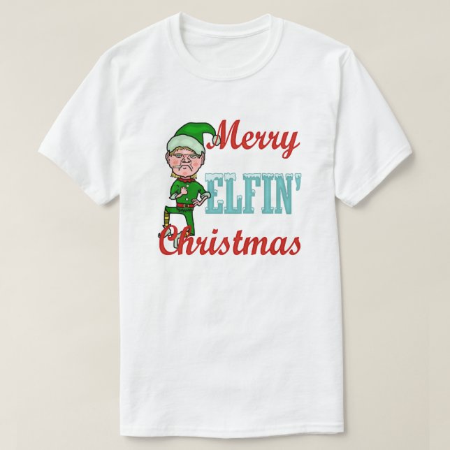 Funny Merry Elfin Christmas Holiday Elf Humour T-Shirt (Design Front)