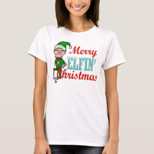 Funny Merry Elfin Christmas Pun T-Shirt