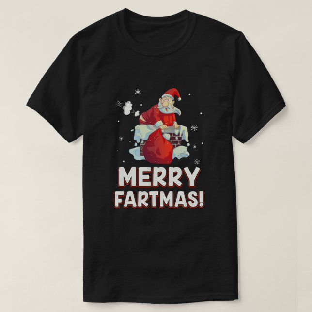 Funny Merry Fartmas Santa Claus Farting Christmas T-Shirt (Design Front)