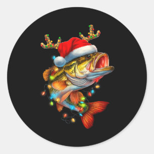 Funny Merry Fishmas B Fish Fishing Christmas Xmas  Classic Round Sticker