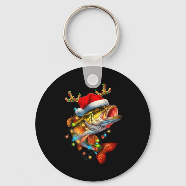 Funny Merry Fishmas B Fish Fishing Christmas Xmas  Key Ring (Front)