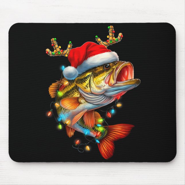 Funny Merry Fishmas B Fish Fishing Christmas Xmas  Mouse Mat (Front)