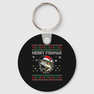 Funny Merry Fishmas B Fishing Christmas Ugly Sweat Key Ring