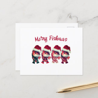 Funny Merry Fishmas Christmas Fishing Holiday Postcard