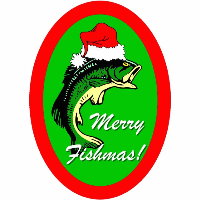 funny Merry Fishmas Christmas Photo Sculpture Decoration (Front)