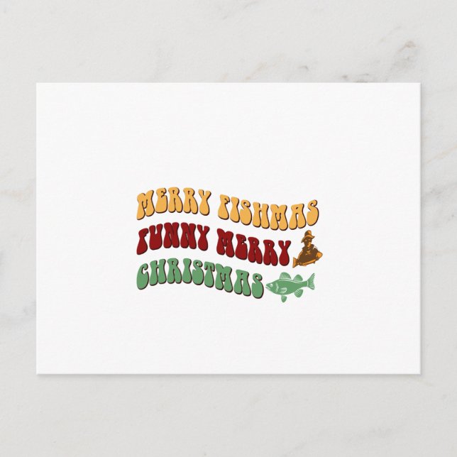 Funny Merry Fishmas Merry Christmas Holiday Postcard (Front)