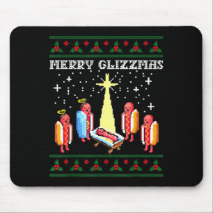 Funny Merry Glizzmas Hot Dogs Family Group Ugly Ch Mouse Mat
