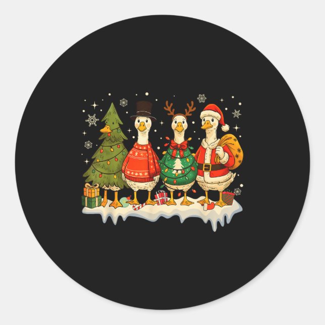 Funny Merry Goosemas Cute Xmas Goose Lovers Men Wo Classic Round Sticker (Front)