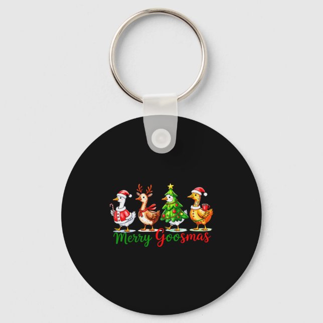 Funny Merry Goosemas Cute Xmas Goose Lovers Men Wo Key Ring (Front)