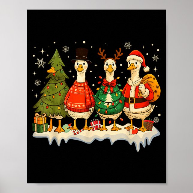 Funny Merry Goosemas Cute Xmas Goose Lovers Men Wo Poster (Front)
