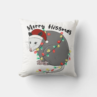 Funny Merry Hissmas Opossum Cushion