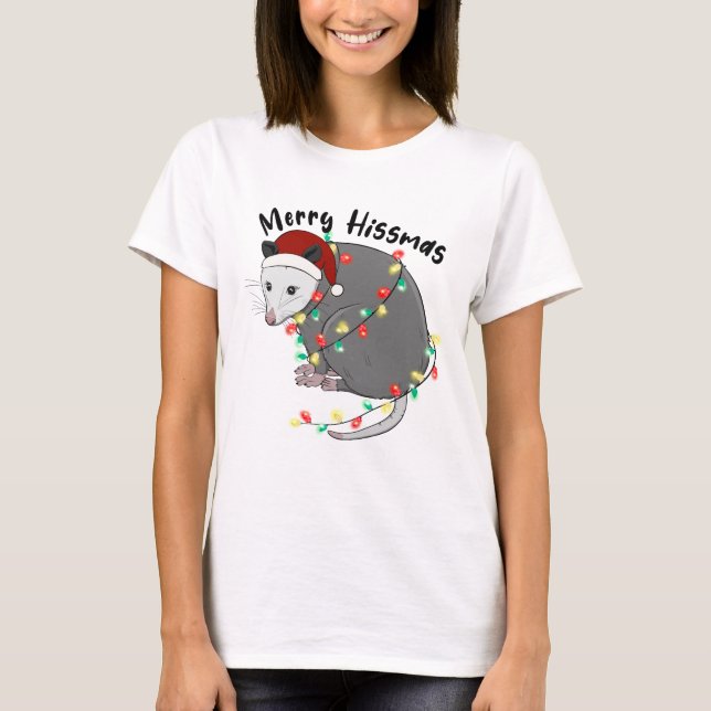 Funny Merry Hissmas Opossum T-Shirt (Front)