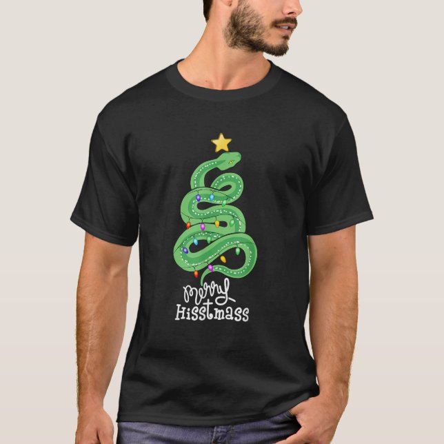 Funny Merry Hisstmass Python Snake Merry Christmas T-Shirt (Front)