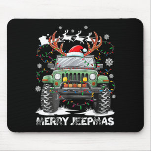 Funny Merry Jeepmas Ugly Light Reindeer Christmas Mouse Mat