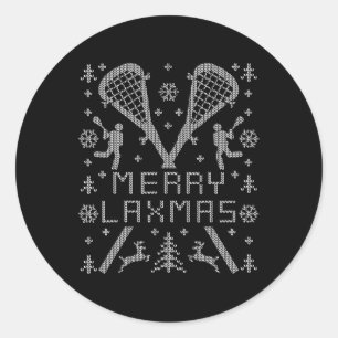 Funny Merry Laxmas Ugly Christmas Sweater Design L Classic Round Sticker