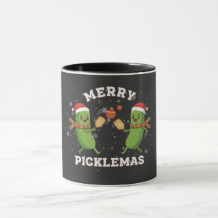 Funny Merry Picklemas Cute Christmas Pickleball Mug