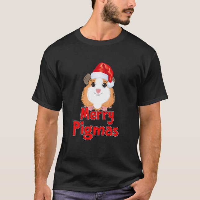 Funny Merry Pigmas Xmas For Guinea Pig Lover Ugly T-Shirt (Front)