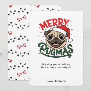 Funny Merry Pugmas Dog Christmas Holiday Card