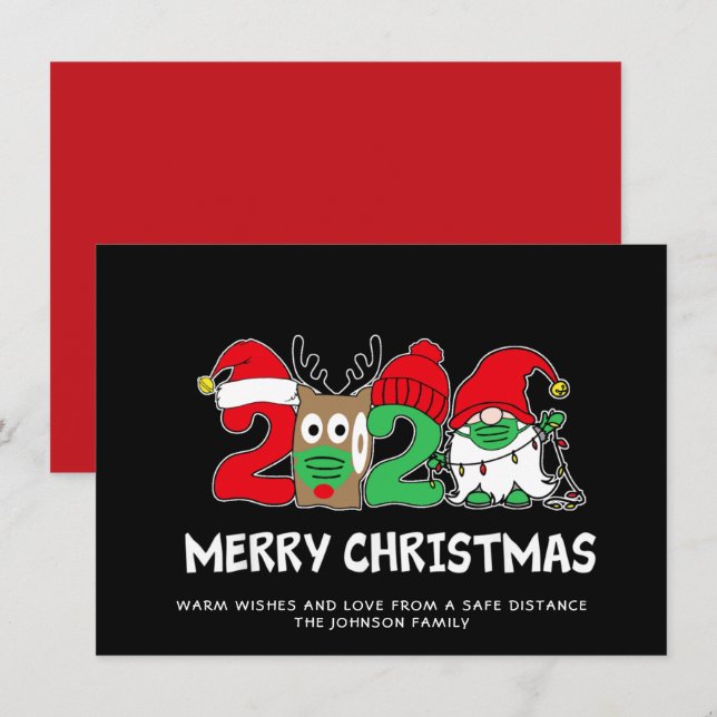 Funny Merry Quarantine Christmas 2021 Greeting Holiday Card (Front/Back)