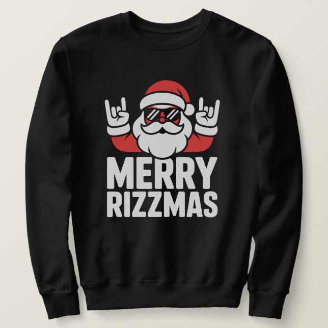 Funny Merry Rizzmas Cool Santa Sweatshirt (Design Front)