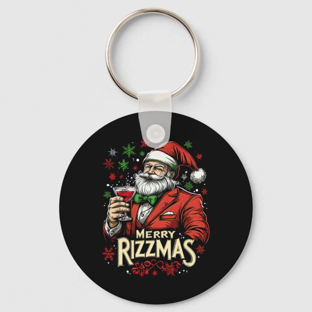 Funny Merry Rizzmas Santa Christmas  Key Ring (Front)