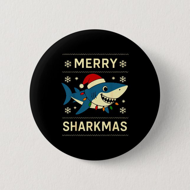 Funny Merry Sharkmas Christmas Shark Humor  6 Cm Round Badge (Front)