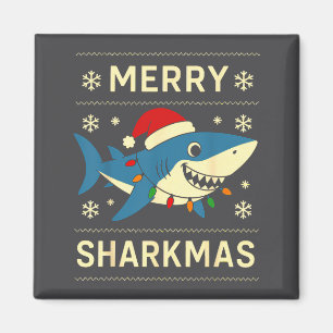 Funny Merry Sharkmas Christmas Shark Humor Magnet