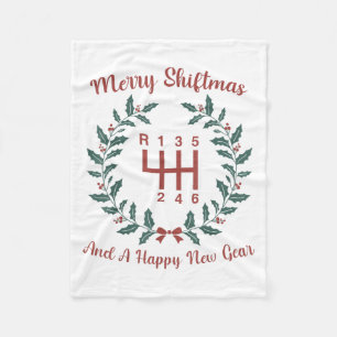 Funny Merry Shiftmas And A Happy New Quote Mechani Fleece Blanket