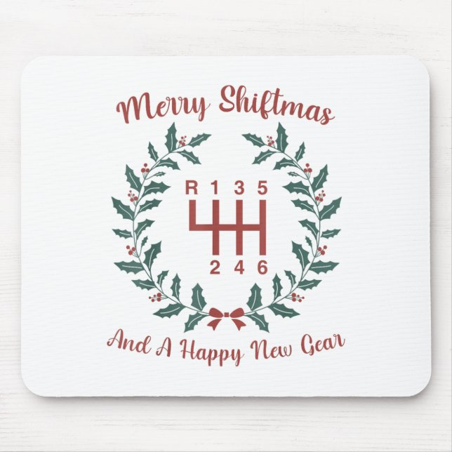 Funny Merry Shiftmas And A Happy New Quote Mechani Mouse Mat (Front)