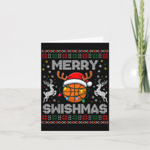 Funny Merry Swishmas Basketball Christmas Reindeer Card