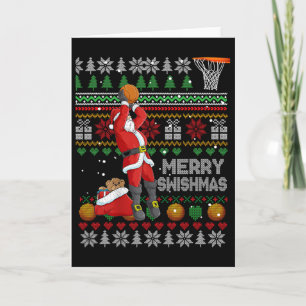 Funny Merry Swishmas Christmas Santa Playing Sketl Card